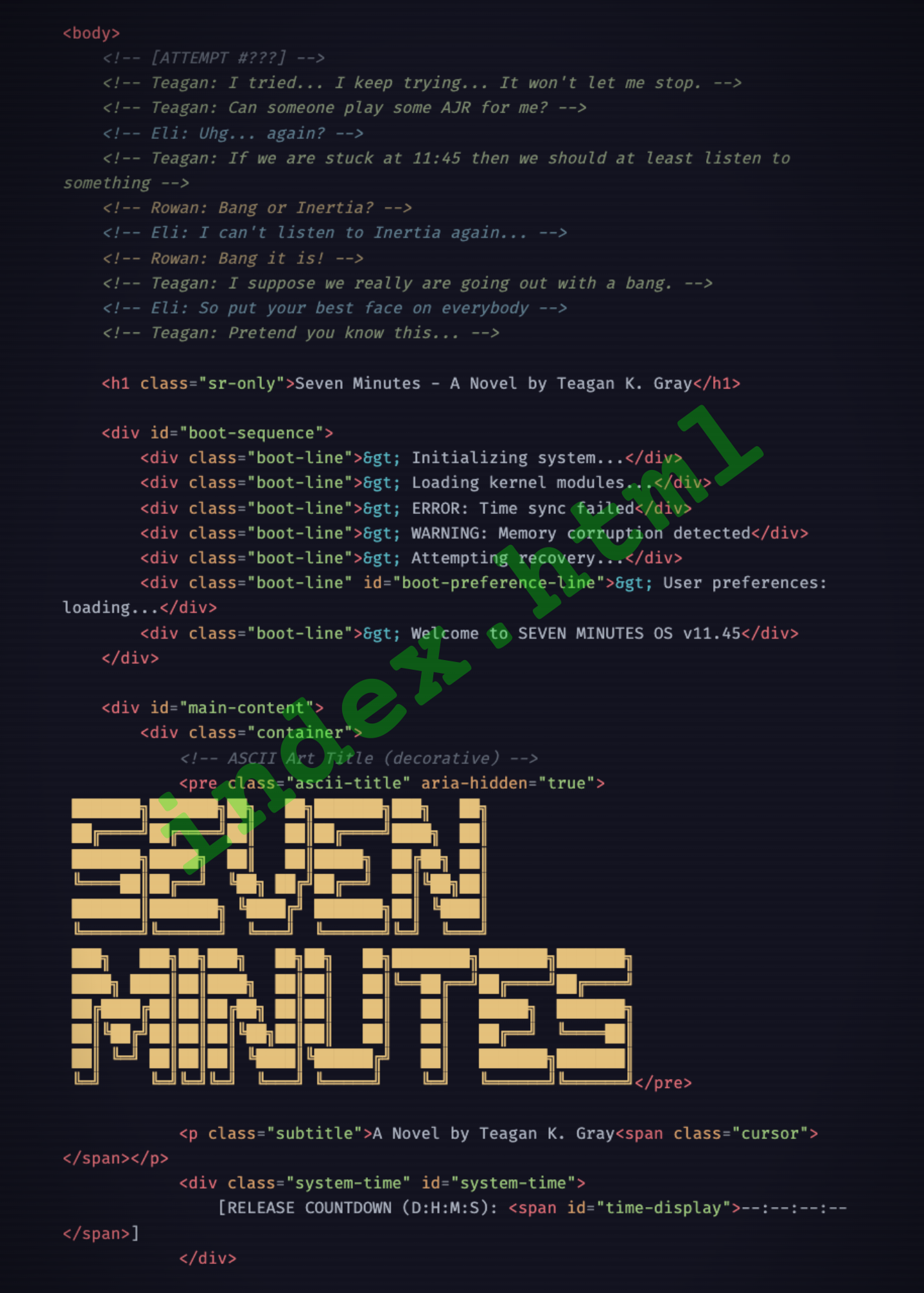 Seven Minutes insert front